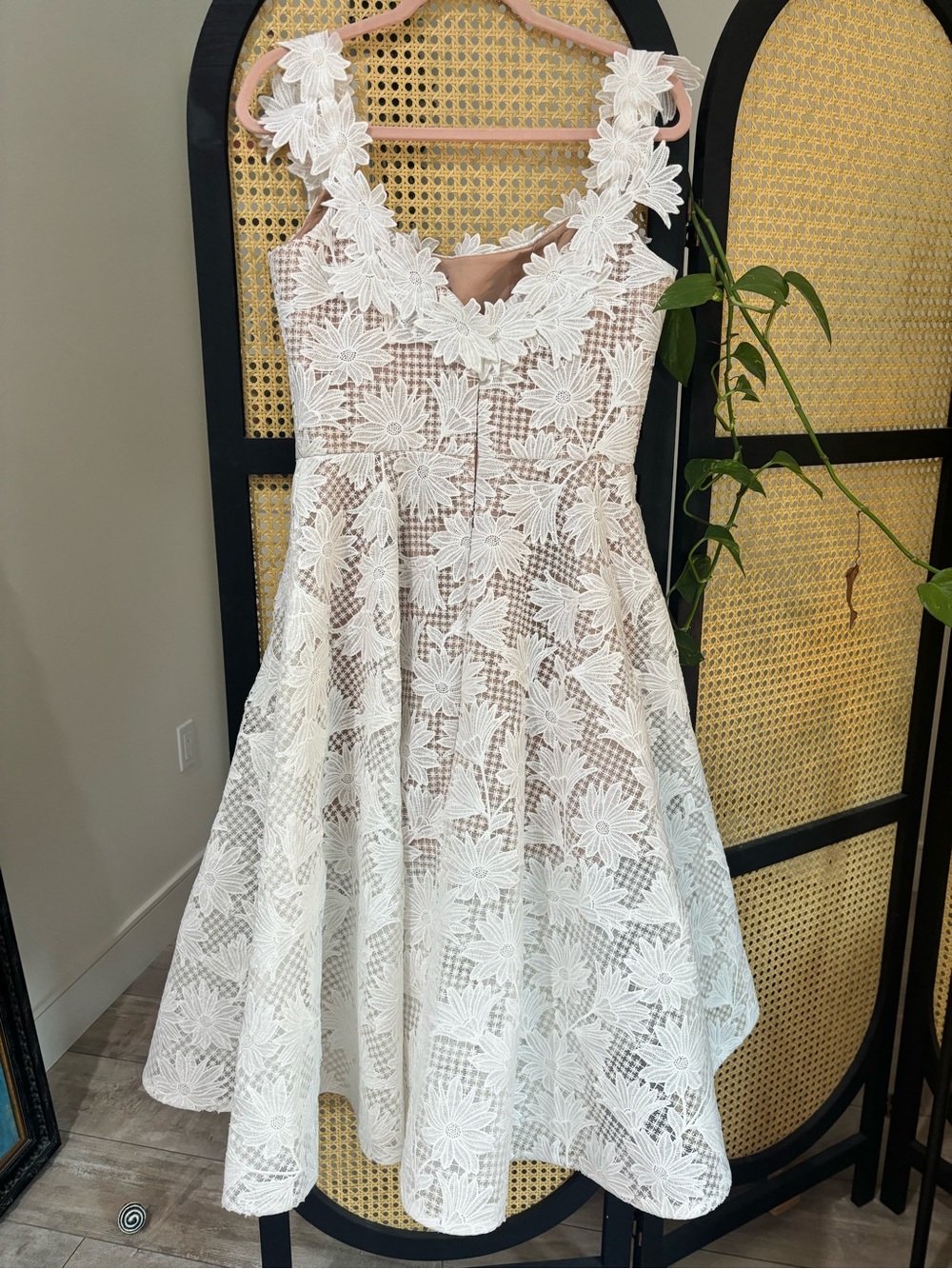 Helsi Valentina Off-the-Shoulder Floral Appliqué Midi Dress in Ivory - Picture 3 of 7